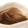Internal Pocket View Of The Beige Soft Leather Bag