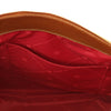 Internal Pocket View Of The Cognac Soft Leather Bag