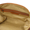 Inside Zip Pocket View Of The Natural Aristocratic Voyager Leather Duffle Bag Small
