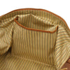 Inside Pocket View Of The Natural Aristocratic Voyager Leather Duffle Bag Small