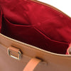 Internal  Pocket View Of The Cognac Backpack Handbag