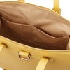 Internal Pocket View Of The Pastel Yellow Backpack Handbag