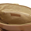 Internal Zip Pocket View Of The Caramel Backpack Handbag