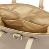 Internal Pocket View Of The Light Taupe Backpack Handbag 