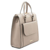 Angled View Of The Light Taupe Backpack Handbag 