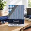 Mens Quality 10 Pack Handkerchiefs in stylish packaging with plaid and striped designs, ideal for men's accessories.