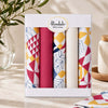 Retro Cotton Handkerchiefs - 5 Pack Gift Box with geometric designs in green and red colors.