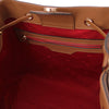 Internal Pocket View Of The Cognac Bucket Handbag