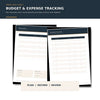 Complete Travel Planner and Packing Bundle - Digital PDF showing budget and expense tracking pages.