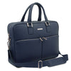 Angled And Shoulder Strap View Of The Dark Blue Business Laptop Bag