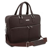 Angled And Shoulder Strap View Of The  Dark Brown Business Laptop Bag