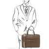 Man Holding The  Dark Taupe Business Laptop Bag