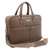 Angled And Shoulder Strap View Of The  Dark Taupe Business Laptop Bag