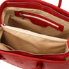 Internal Zip Pocket View Of The Lipstick Red Ladies Leather Handbag