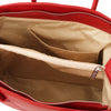 Internal Pocket View Of The Lipstick Red Ladies Leather Handbag
