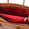 Internal Pocket View Of The Cognac Ladies Leather Handbag
