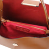 Internal Zip Pocket View Of The Cognac Italian Leather Bag