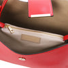 Internal Zip Pocket View Of The Lipstick Red Italian Leather Bag