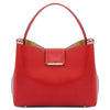 Front View Of The Lipstick Red Italian Leather Bag