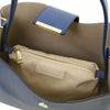 Internal Compartment View Of The Dark Blue Italian Leather Bag
