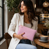 Woman Holding The Ballet Pink Clutch