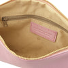 Internal Zip Pocket View Of The Ballet Pink Clutch