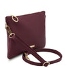 Angled And Shoulder Strap View Of The Bordeaux Clutch