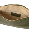 Internal Zip Pocket View Of The Forest Green Clutch