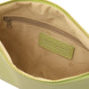 Internal Zip Pocket View Of The Lime Green Clutch