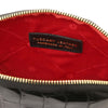 Inside view of the Croc Embossed Leather Cosmetic Case featuring a red lining and zipper.