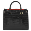 Rear View Of The Black Croc Print Handbag