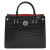 Front The Black Croc Print Handbag