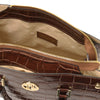 Internal Compartment View Of The Coffee Croc Print Handbag