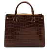 Rear View Of The Coffee Croc Print Handbag