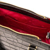 Internal Pocket View Of The Black Croc Print Handbag