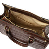 Internal Compartment View Of The Coffee Croc Print Handbag