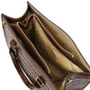Overhead Zip Closure View Of The Coffee Croc Print Handbag