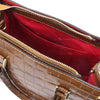 Internal Pocket View Of The Cognac Croc Print Handbag