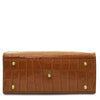 Underneath View Of The Cognac Croc Print Handbag