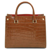 Rear View Of The Cognac Croc Print Handbag