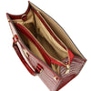 Overhead Compartment View Of The Red Croc Print Handbag