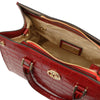 Overhead Internal Zip Pocket View Of The Red Croc Print Handbag