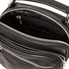 Internal Zip Pocket View Of The Black Crossbody Bag Leather
