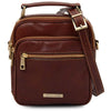 Front View Of The Brown Crossbody Bag Leather