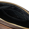 Internal Pocket View Of The Dark Brown Crossbody Bag Leather
