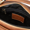 Internal Zip Pocket View Of The Natural Crossbody Bag Leather