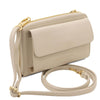 Crossbody Phone Wallet for Women in beige, featuring a compact design and detachable strap.