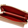 Interior view of Crossbody Phone Wallet for Women, showcasing compartments for cards, cash, and coins with a stylish design.