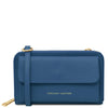 Crossbody Phone Wallet for Women in denim leather designed for style and convenience.