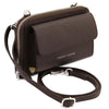 Angled and Shoulder Strap View Of the Chocolate Crossbody Phone Wallet for Women